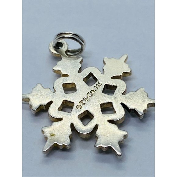 Tiffany & Co Large Snow Flake Sterling Silver Pendant Cham 29mm RARE SIZE - Picture 4 of 7